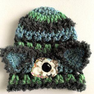 Third Eye Crochet Beanie with Animal Ears